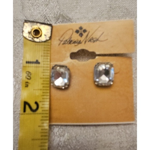 Patricia Nash Earrings Large Chunky Clear Crystal Faceted Stud Signed Designer - Picture 5 of 7